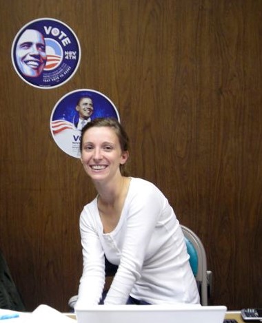 Hana Lahr at the Obama campaign's 2008 field office in Harrisburg, Pennsylvania