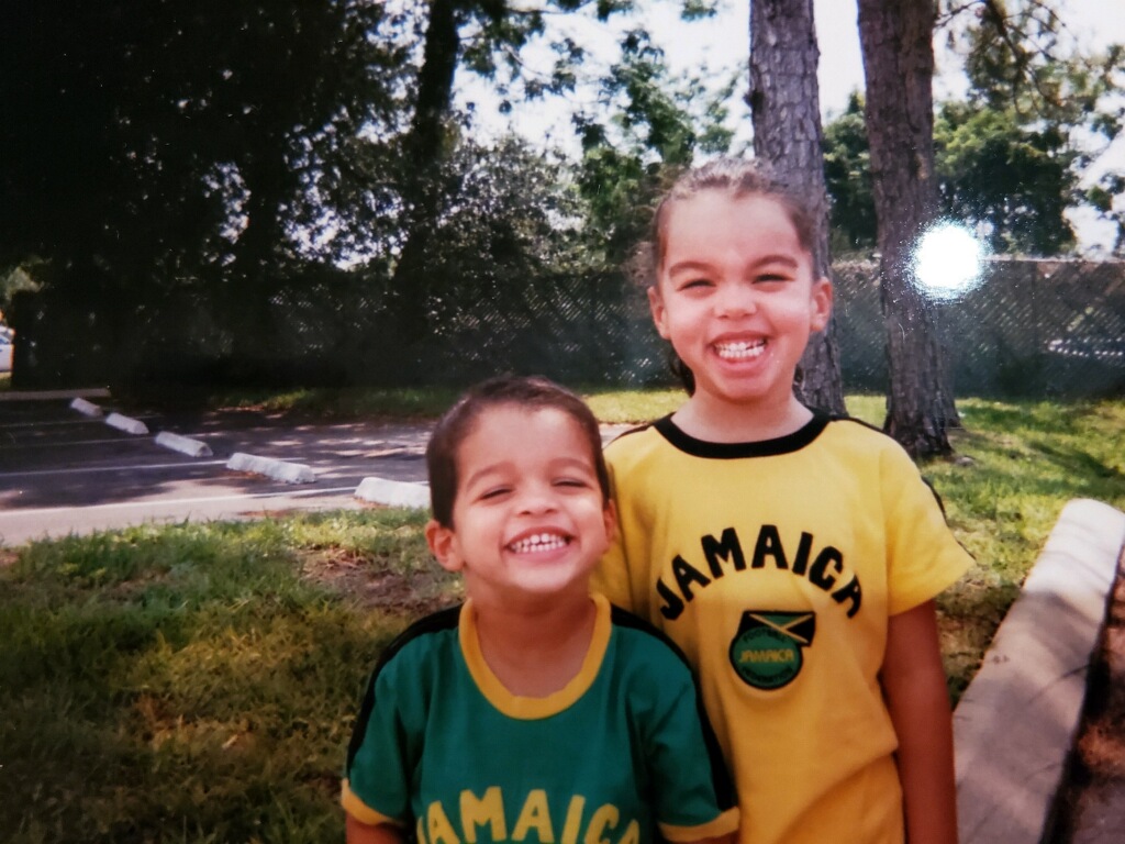 Childhood photo of Tulloch with her little brother