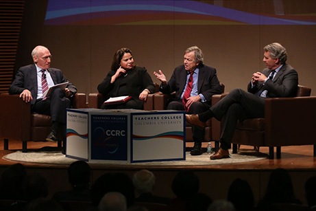 CCRC's 20th anniversary panel: Thomas Bailey, Johanna Duncan-Poitier, Michael McPherson, and James Milliken