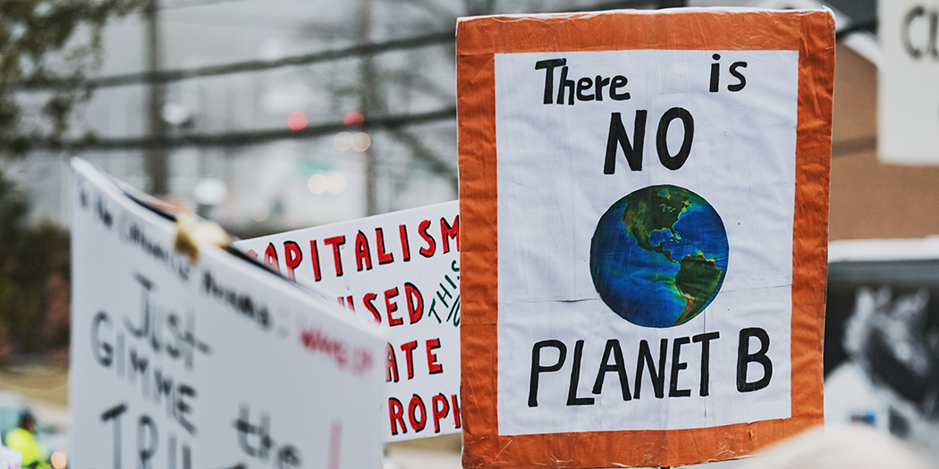 A protest sign that reads There is no planet B