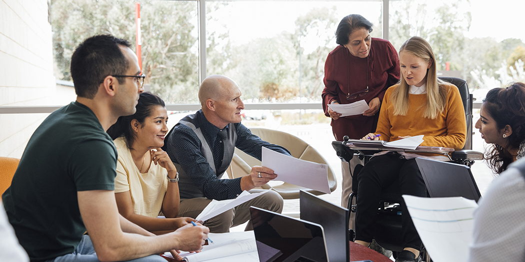 Faculty work together during a professional development session