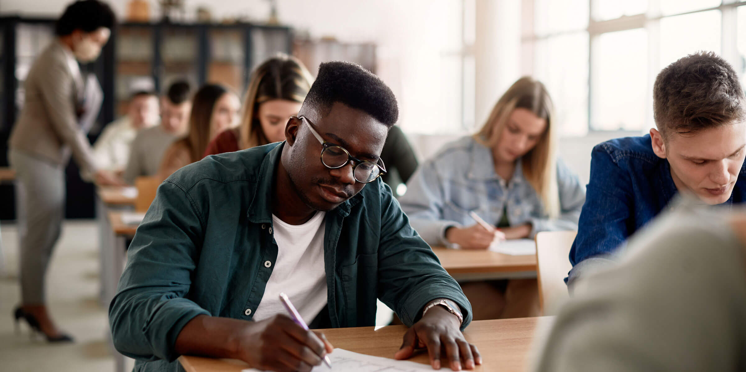 College students in a classroom