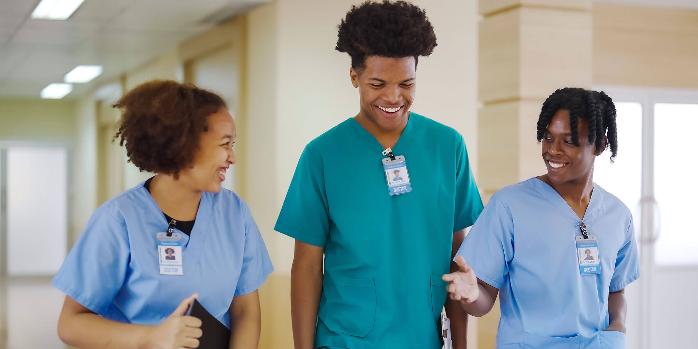 Three nursing students talking