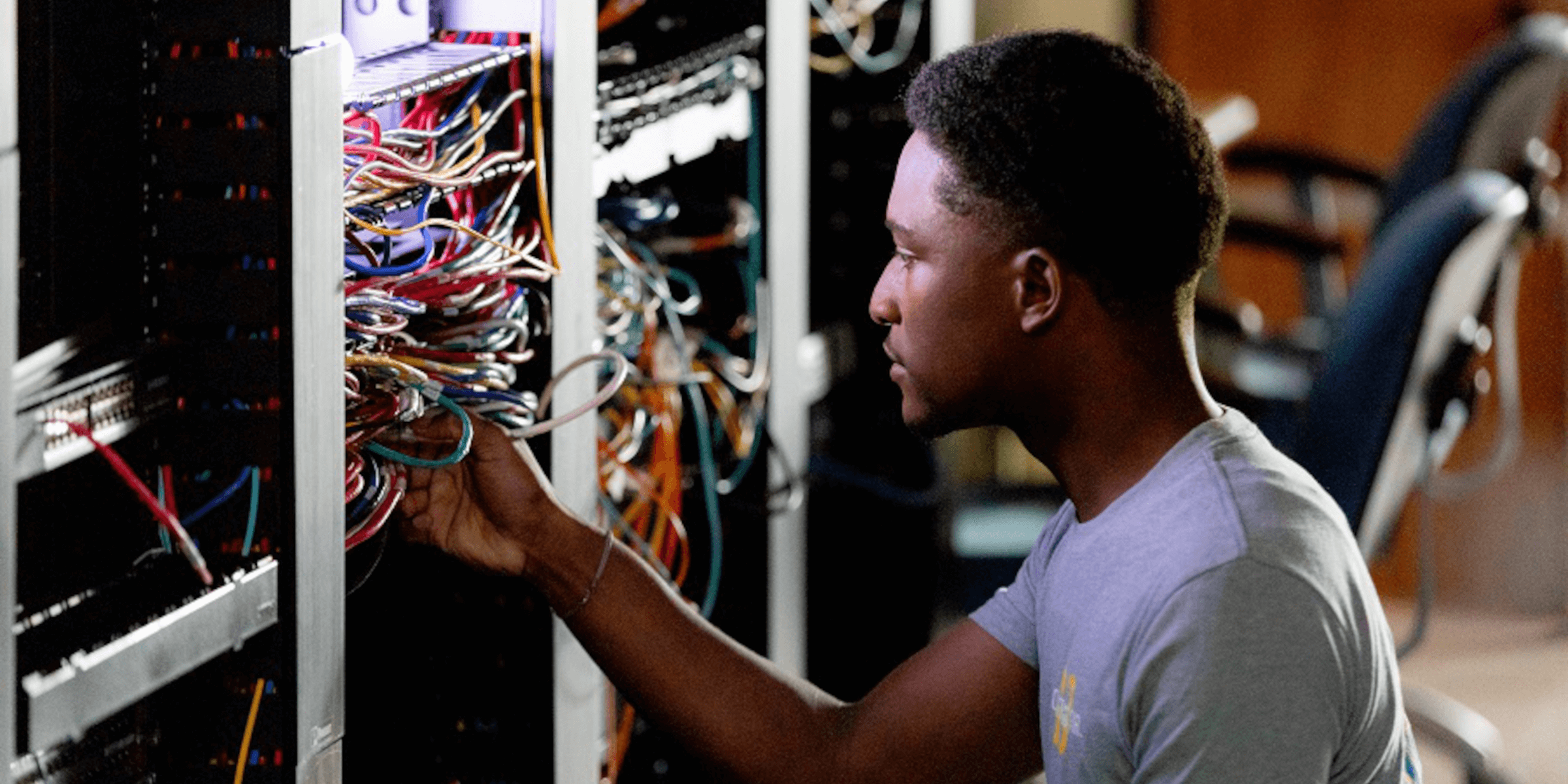 Young man working in tech